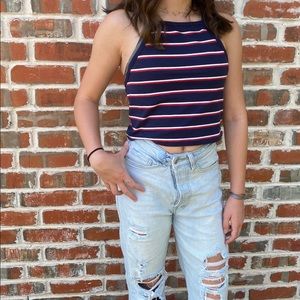 Red, White, and Blue spaghetti strap cropped tank
